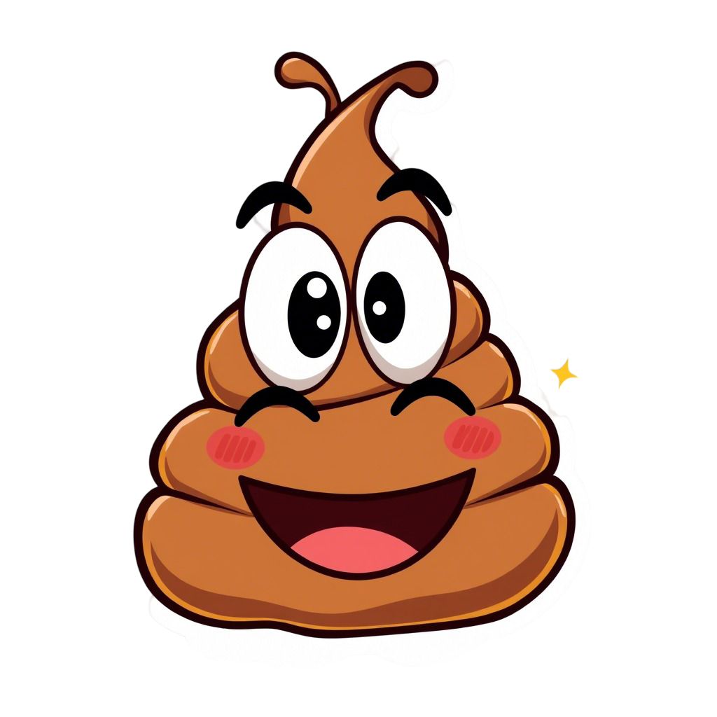 Happy Poop Emoji with Sparkles