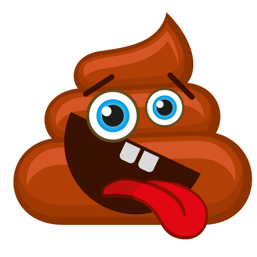 Silly poop emoji. Fun brown poo with crazy eyes and tongue o